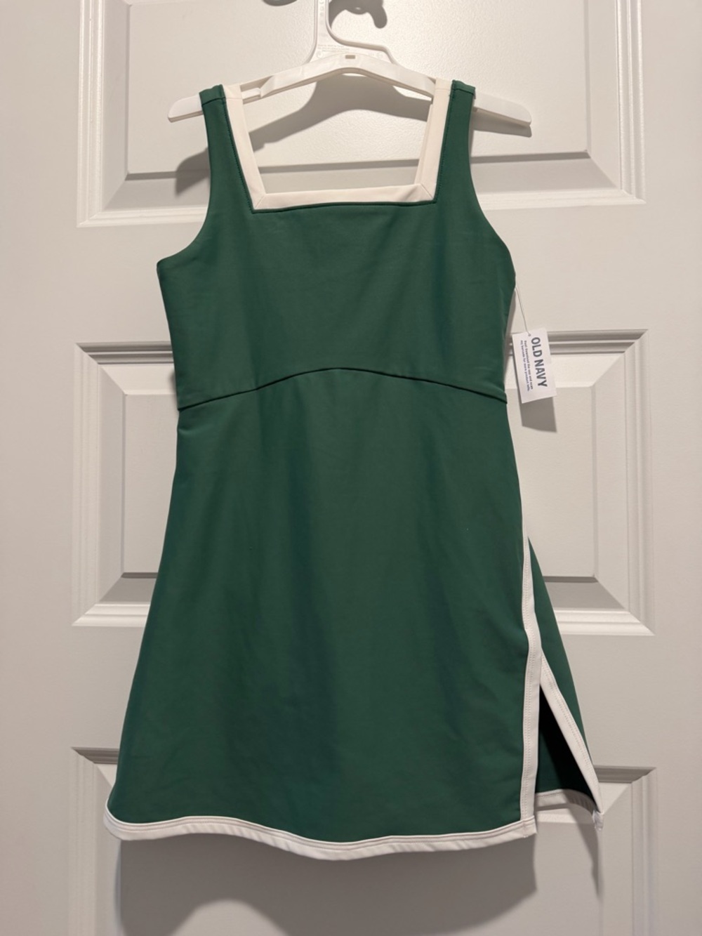 Old Navy Emerald Green Tank Dress with White Trim